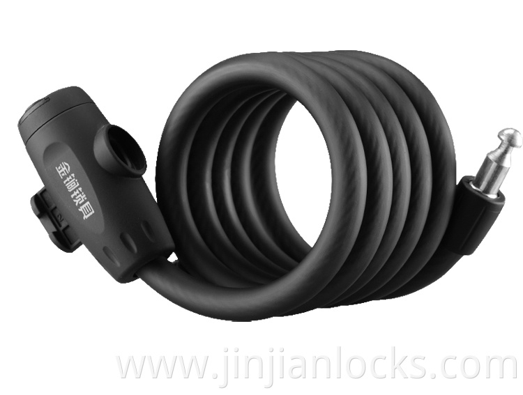 jinjian matte finished 1.5m Long Safety coil Bike Lock Stainless Steel Bicycle Cable Chain Lock